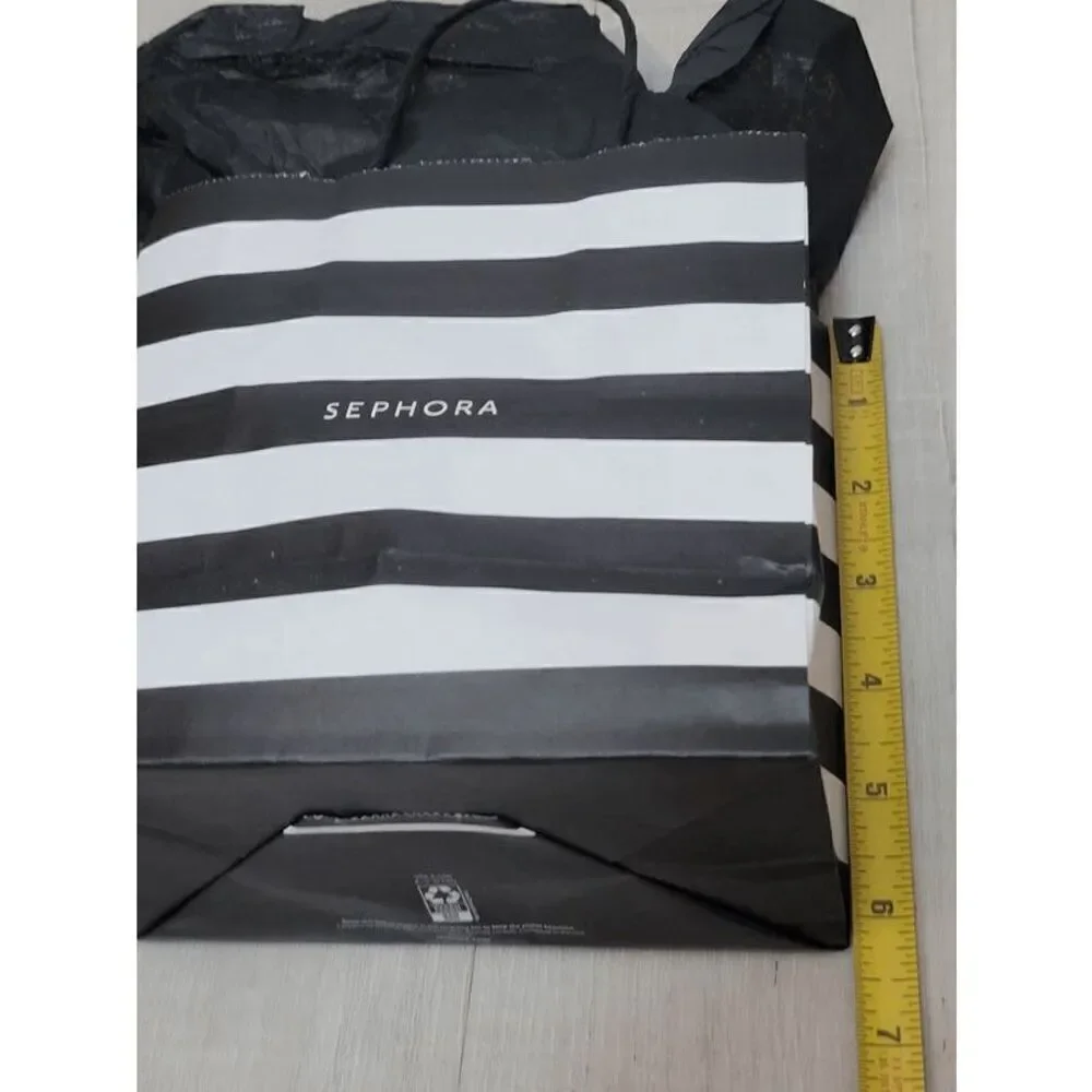 🖤🤍 SEPHORA Empty Black White Striped Paper Shopping Gift Bag with Tissues